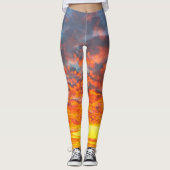 Leggings Coucher de soleil moderne orange jaune nuages phot (Devant)