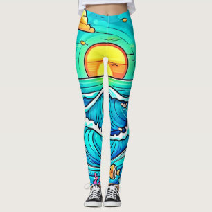 Leggings Coucher de soleil sous-marin vibrant
