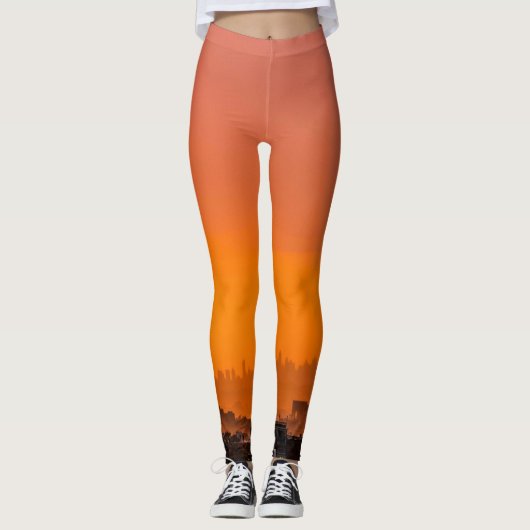Leggings Coucher de soleil sur la ville (Devant)