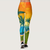 Leggings Coucher de Soleil sur Plage Tropicale (Dos)