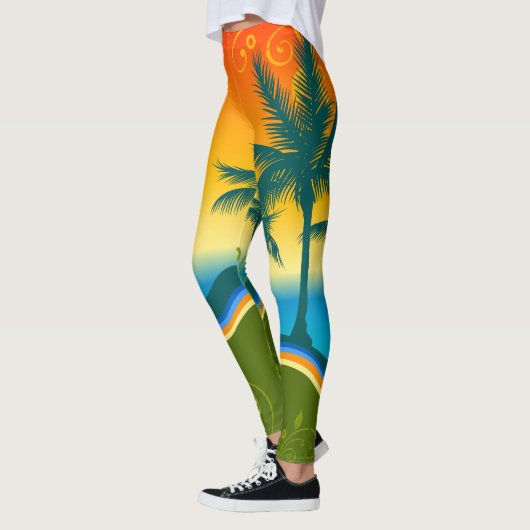Leggings Coucher de Soleil sur Plage Tropicale (Gauche)