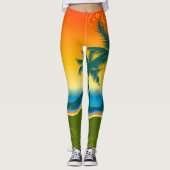 Leggings Coucher de Soleil sur Plage Tropicale (Devant)