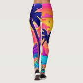 Leggings Coucher de soleil tropical vif (Dos)
