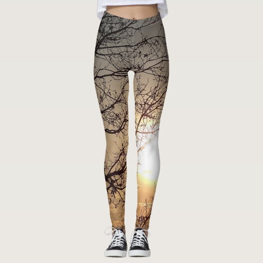 Leggings Coucher du soleil dans un arbre (Devant)