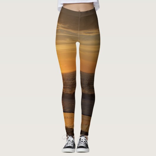 Leggings Coucher du soleil d'or (Devant)