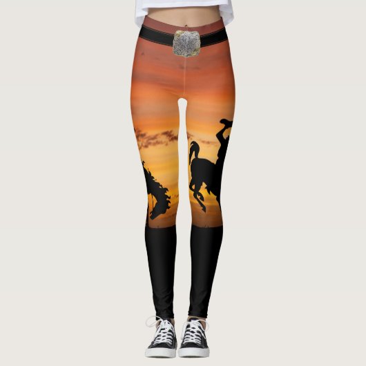 Leggings Coucher du soleil s'opposant et ceinture de cheval (Devant)