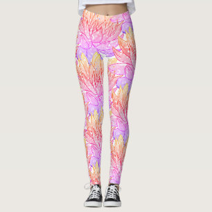 Leggings coucher du soleil succulent de rose de jaune de
