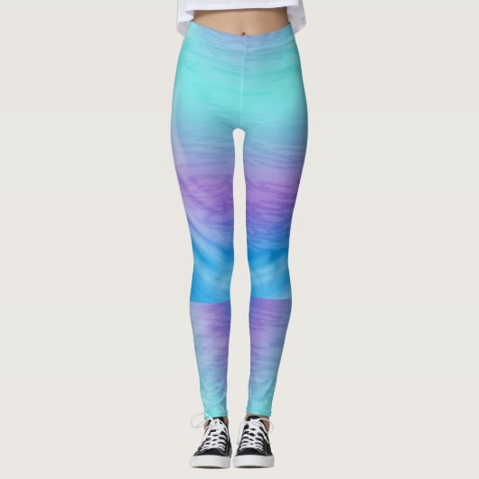 Leggings Coucher du soleil tropical de l'eau en pastel (Devant)