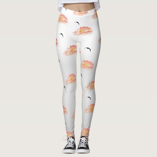 Leggings Couchers de soleil et mouettes  (Devant)