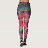 Leggings Couches d'image vertes et rouges et une légère ton (Dos)