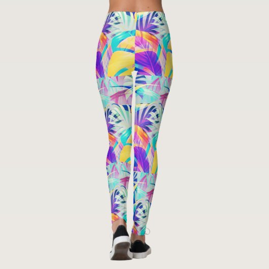 Leggings Couleur Abstraite florale moderne Pastel (Dos)