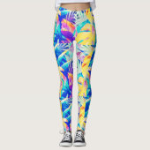 Leggings Couleur Abstraite florale moderne Pastel (Devant)