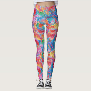 Leggings Couleur arc-en-ciel aquarelle rouge bleu unique co