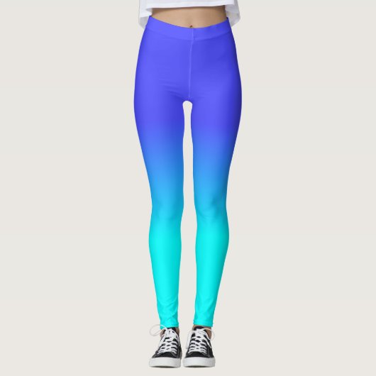 Leggings Couleur au néon bleue et lumineuse au néon F (Devant)