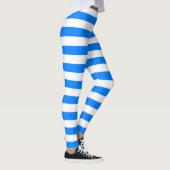 Leggings Couleur azur et blanc rayé horizontal (Droite)