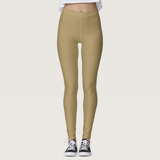 Leggings Couleur Beige Foncé Uni Simple (Devant)