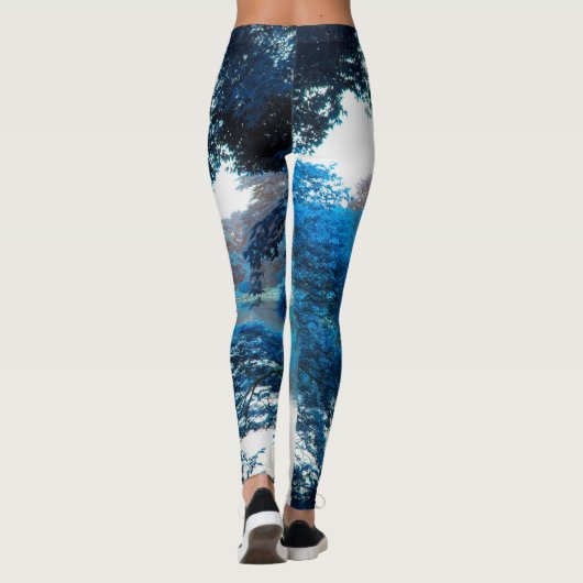 Leggings Couleur bleue affectée cool, nature unique, lac (Dos)