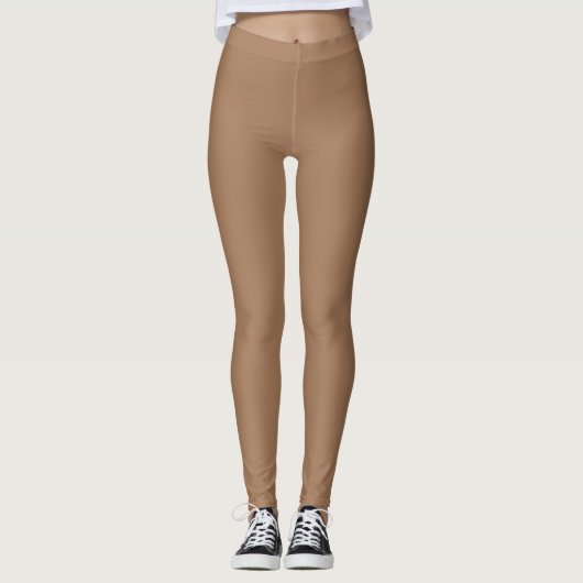 Leggings Couleur Camel Foncé Uni Simple (Devant)