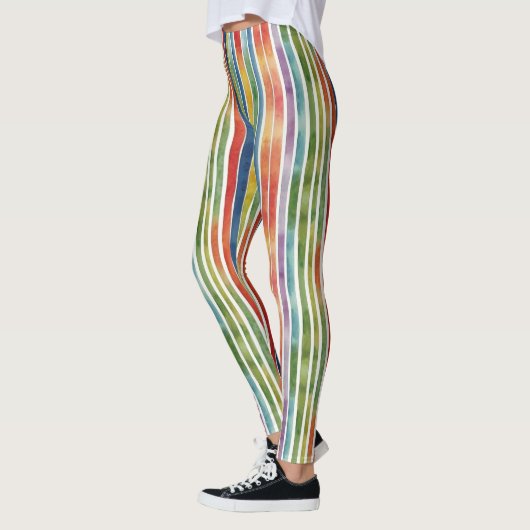 Leggings Couleur cool Arc-en-ciel rayures Carnaval Aquarell (Gauche)