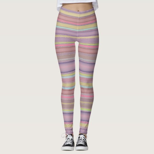 Leggings Couleur d'aquarelle de conception à bandes multipl (Devant)