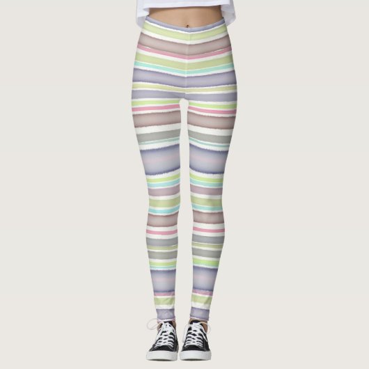 Leggings Couleur d'aquarelle de conception à bandes multipl (Devant)