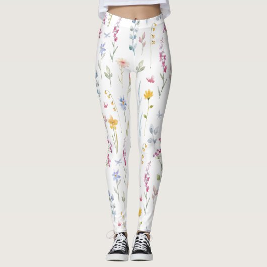 Leggings Couleur de l'eau motif floral (Devant)