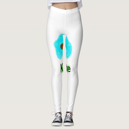 Leggings Couleur d'eau bleu vert ajouter votre nom texte pe (Devant)