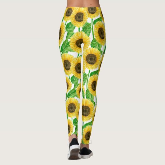 Leggings Couleur d'eau des fleurs de soleil (Dos)
