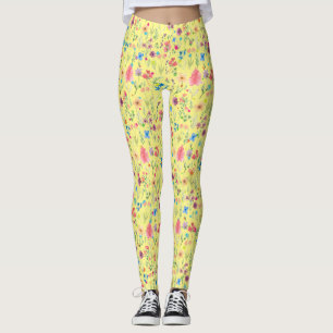 Leggings Couleur d'eau motif floral 01.bw LYellow BG