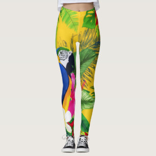 Leggings Couleur d'été Tropical Toucan Feuille