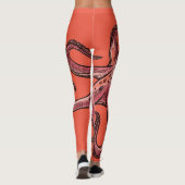 Leggings Couleur du marron-corail Légendes de pieuvre (Dos)