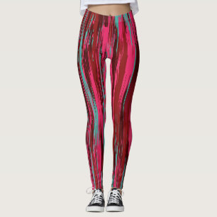 Leggings Couleur Élégante Abstraite Rouge & Rose