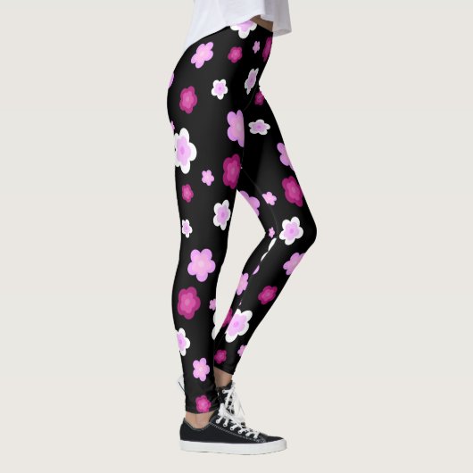 Leggings Couleur fleurie rose pâle Motif (Droite)