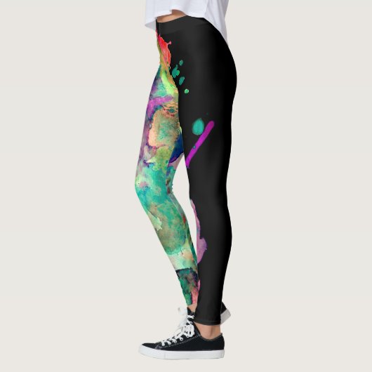 Leggings Couleur, Fou, Tendance, Aquarelle Abstraite Bold (Gauche)