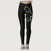 Leggings Couleur Garde Noir Avec Design Swirl (Devant)