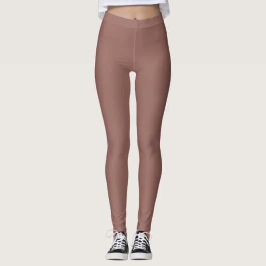 Leggings Couleur Marron Foncé Uni Simple (Devant)