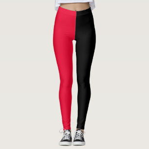 Leggings Couleur mi-couleur rouge noir deux tons