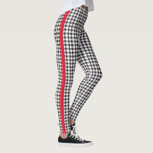 Leggings Couleur noire et personnalisée Houndstooth avec b