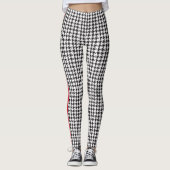 Leggings Couleur noire et personnalisée Houndstooth avec ba (Devant)