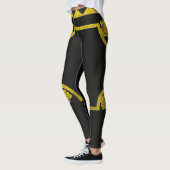 Leggings couleur or art floral abstrait (Gauche)