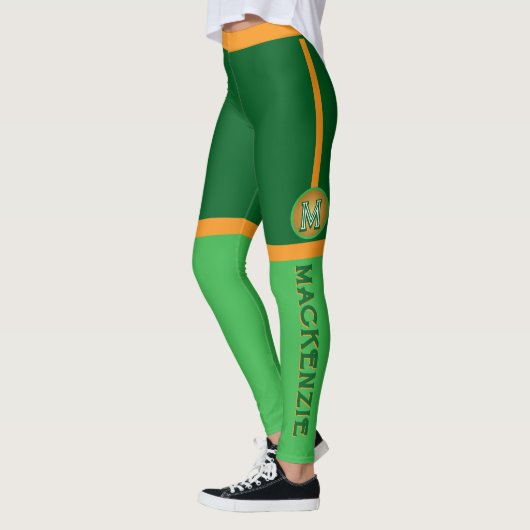Leggings Couleur ORANGE VERT Combo avec MONOGRAM (Gauche)