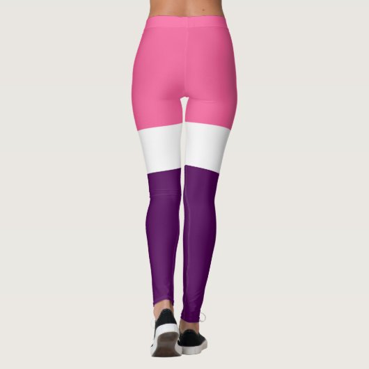 Leggings Couleur rose blanche violet bleu clair design bloc (Dos)