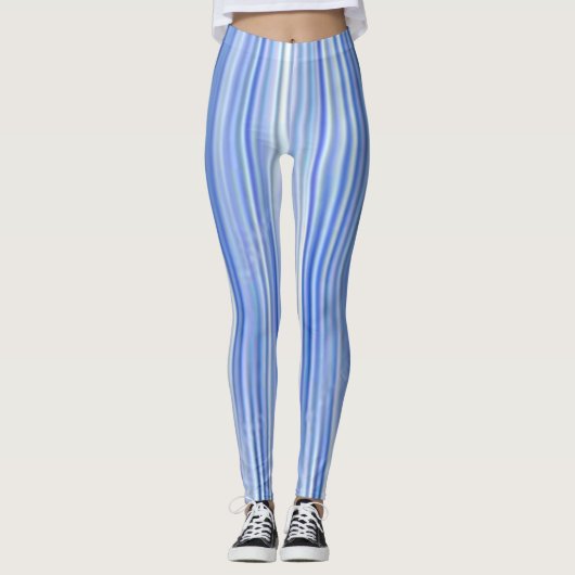 Leggings Couleur Simple Bleu Et Blanc  (Devant)