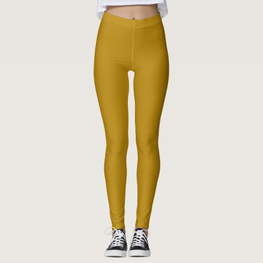 Leggings Couleur Solid Plain Tige Dorée Foncé (Devant)