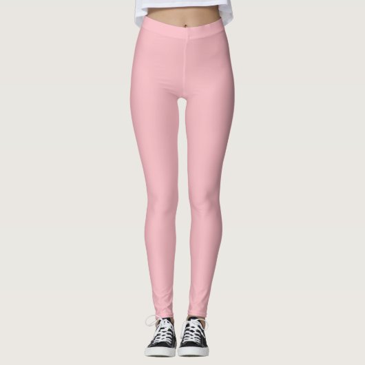 Leggings Couleur solide rose en fleur (Devant)