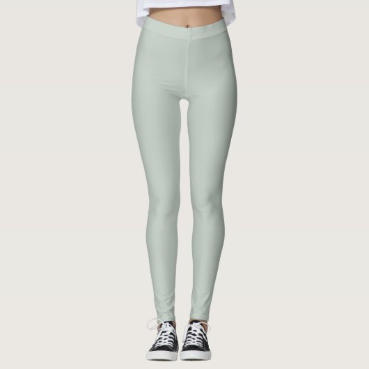 Leggings Couleur solide verte en verre de mer (Devant)