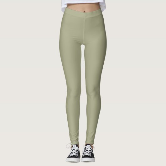 Leggings Couleur solide verte naturelle Sage (Devant)