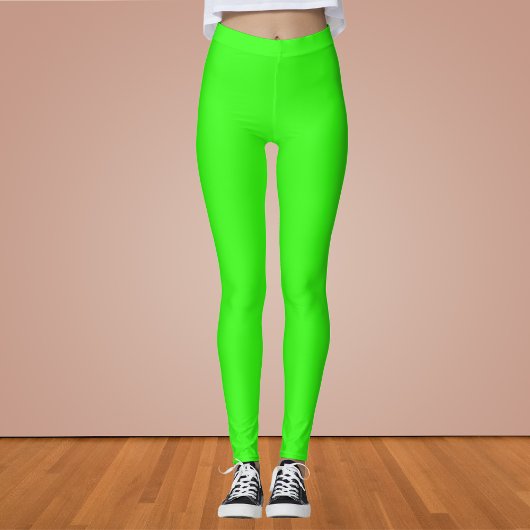 Leggings Couleur solide verte néon