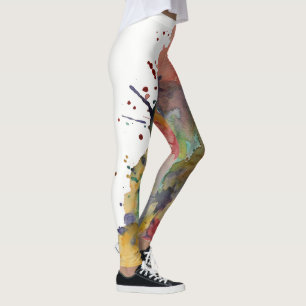 Leggings Couleur, Tendance Gras Abstrait Aquarelle