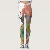 Leggings Couleur, Tendance Gras Abstrait Aquarelle (Devant)